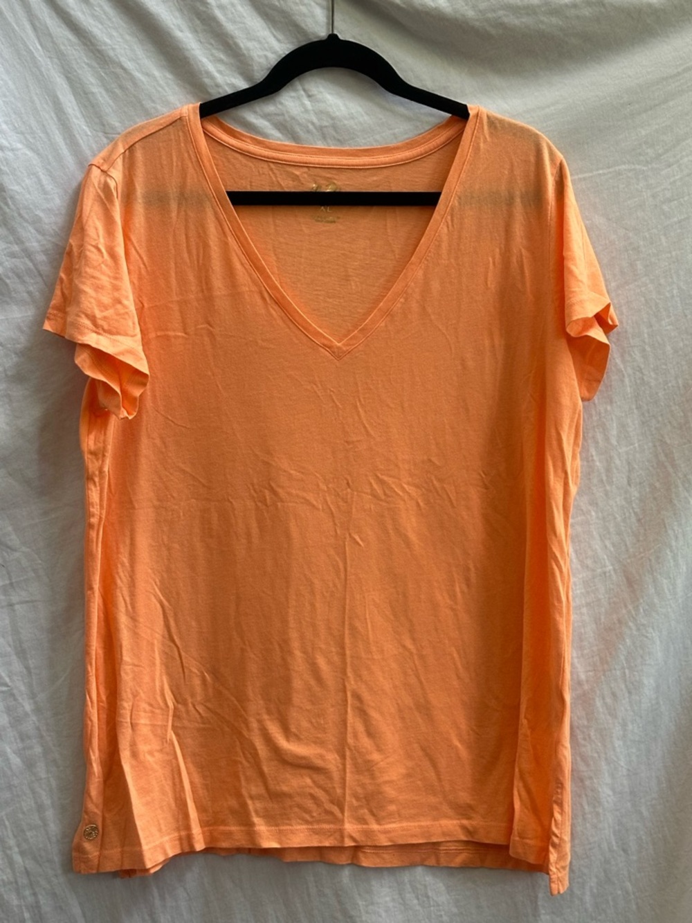 Lilly Pulitzer Meredith Peach Orange V-Neck Short Sleeve Tee